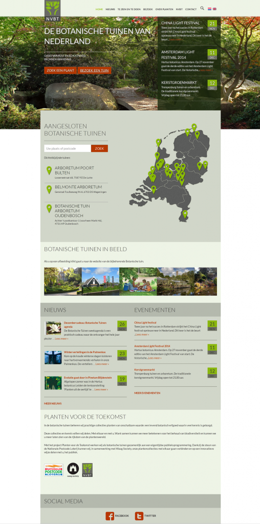 website botanische tuinen Nederland